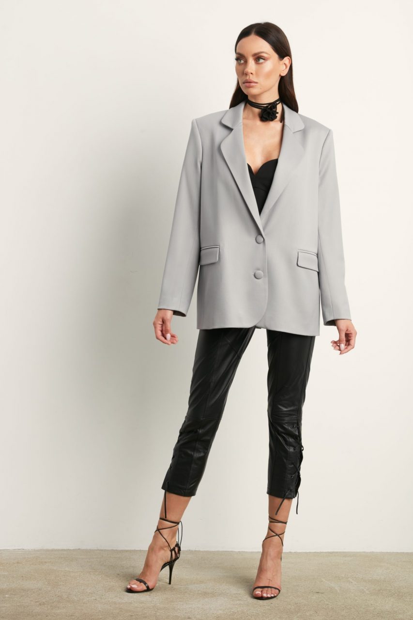 MARYNARKA Z JEDWABNEJ WEŁNY CASSY LIGHT GREY
