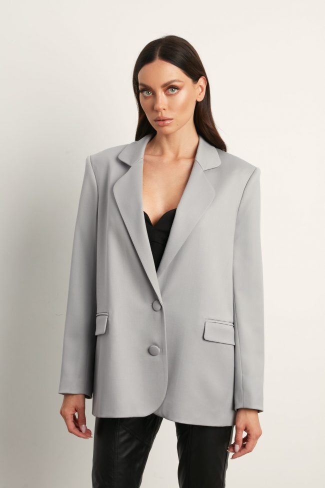 MARYNARKA Z JEDWABNEJ WEŁNY CASSY LIGHT GREY