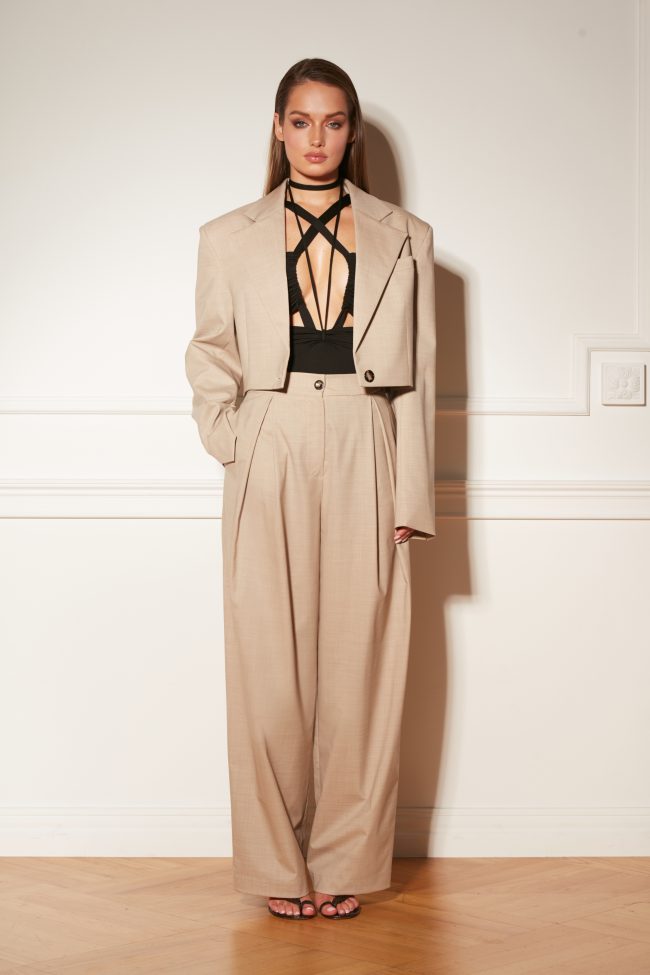 WEŁNIANY GARNITUR LIGHT TAUPE