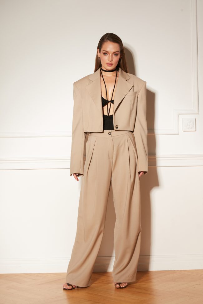 WEŁNIANY GARNITUR TAUPE BEIGE