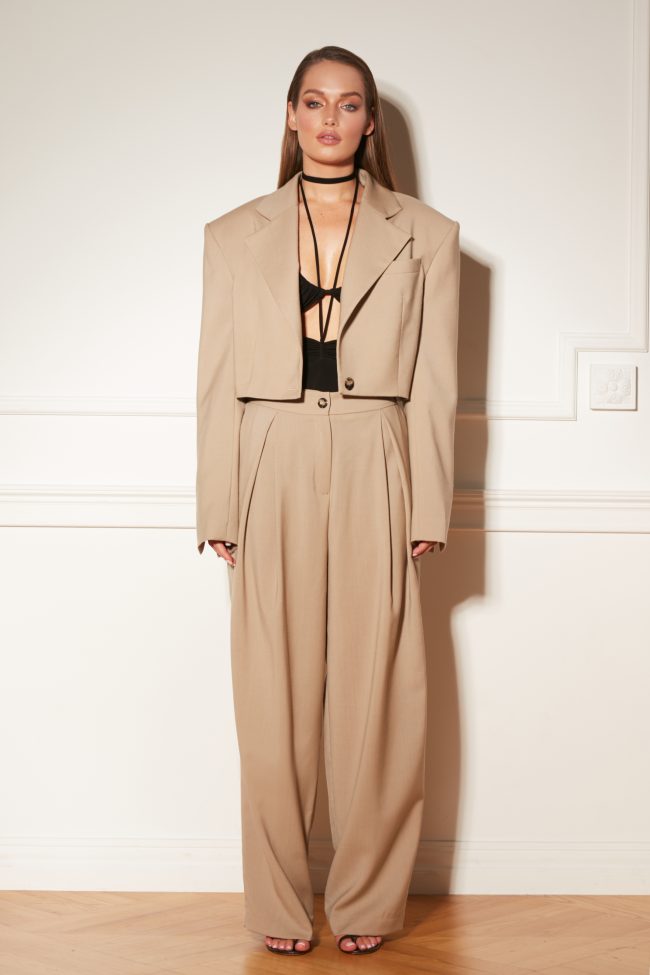 WEŁNIANY GARNITUR TAUPE BEIGE