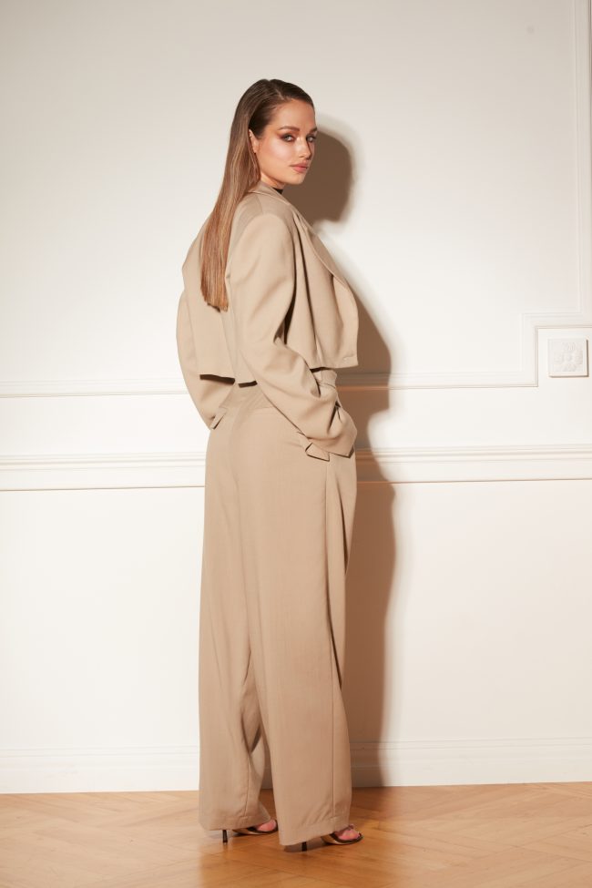 WEŁNIANY GARNITUR TAUPE BEIGE