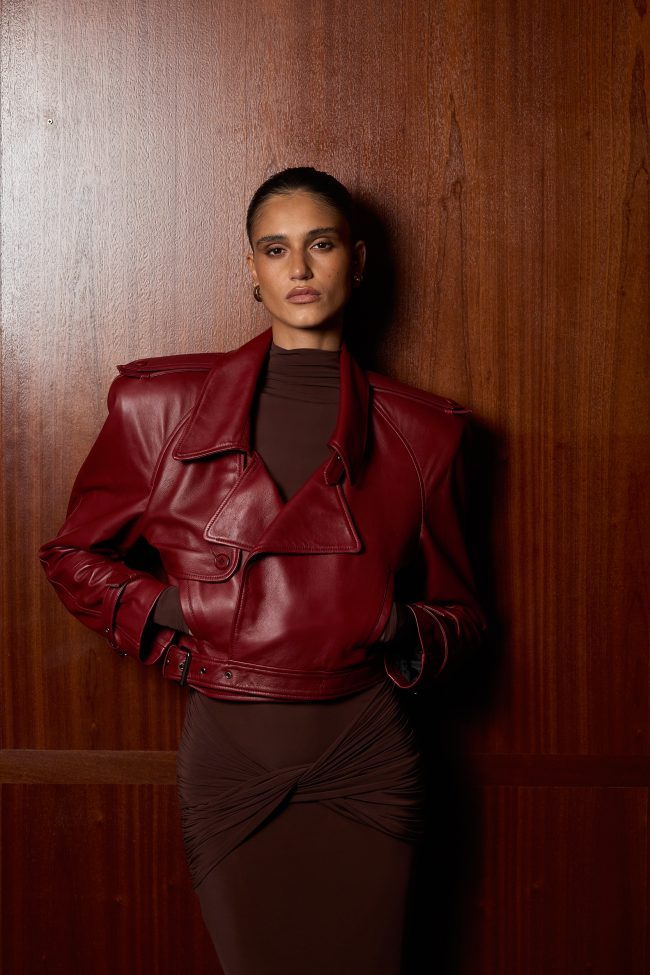 SKÓRZANA KURTKA BURGUNDY