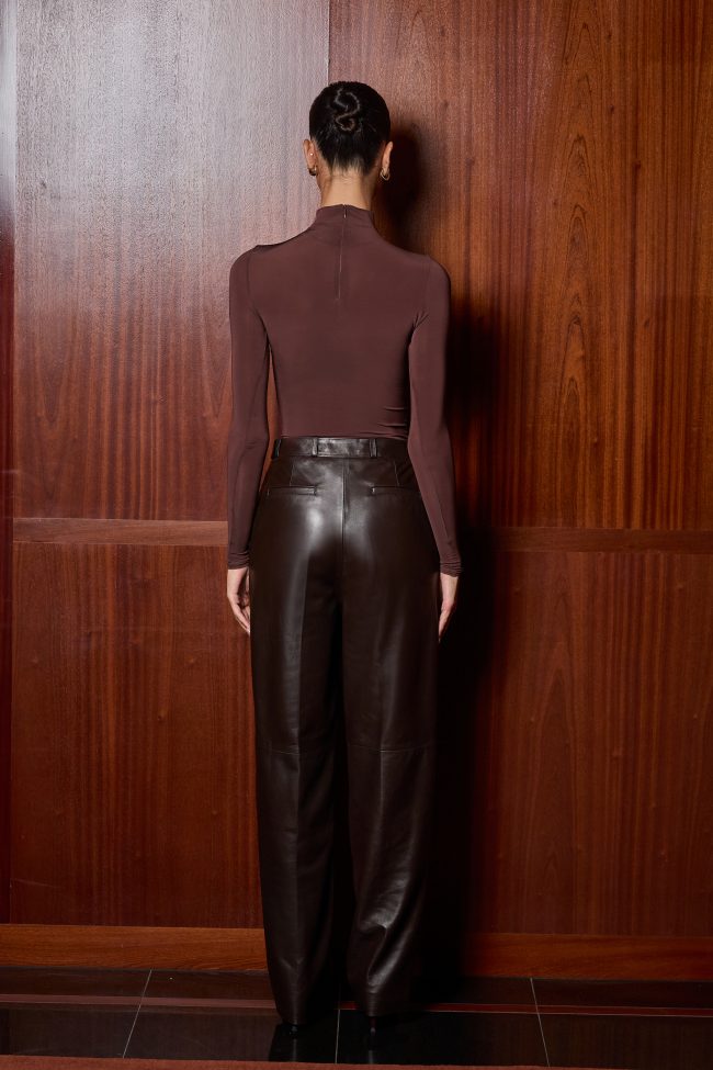 SKÓRZANE SPODNIE CHICORY COFFE