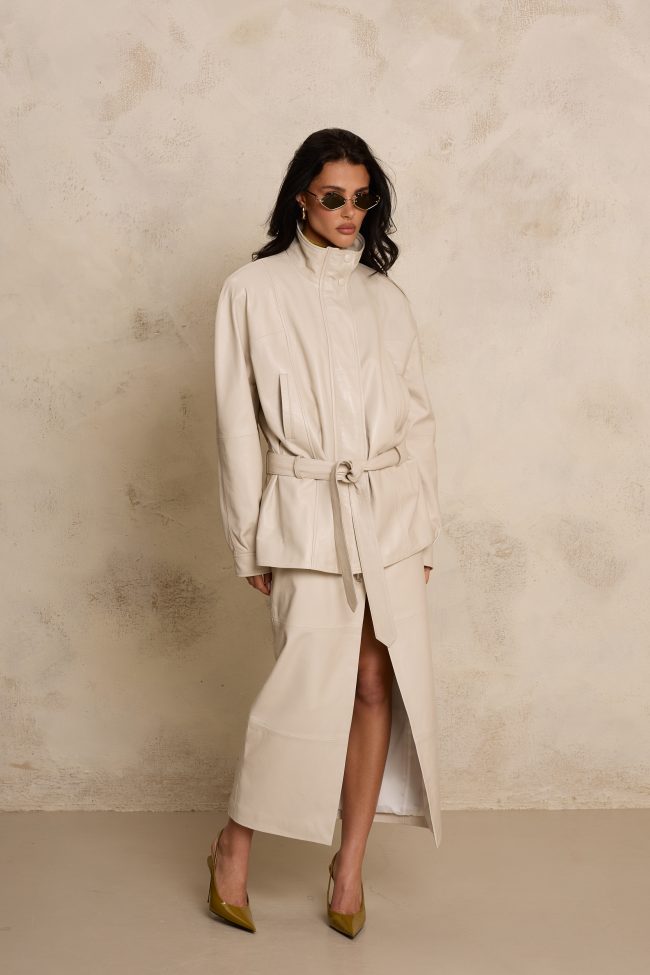 SKÓRZANA KURTKA KELLY CREME