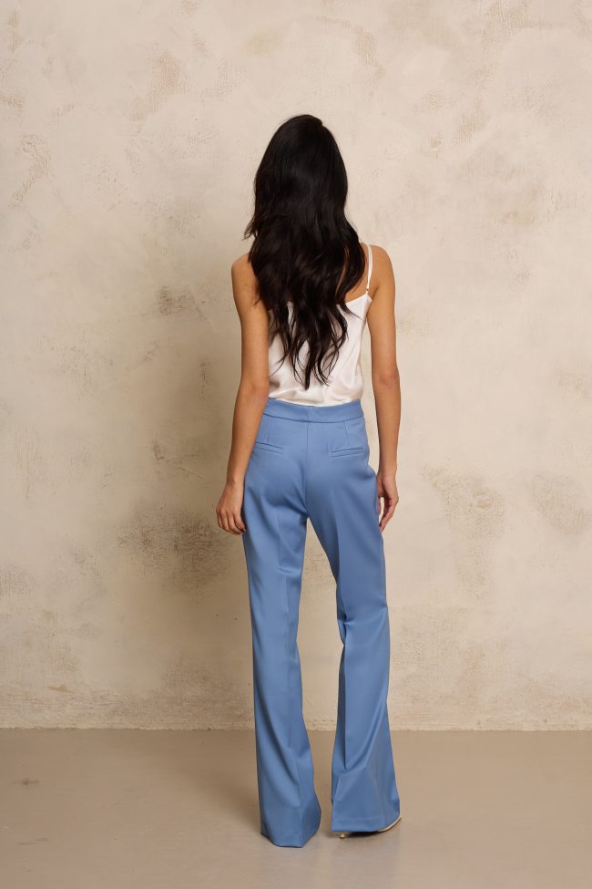 SPODNIE Z JEDWABNEJ WEŁNY DUSTY BLUE