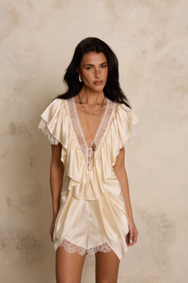 KOMBINEZON Z JEDWABIU I FRANCUSKIEJ KORONKI CHANTELL KOMBINEZON Z JEDWABIU I FRANCUSKIEJ KORONKI CHANTELL