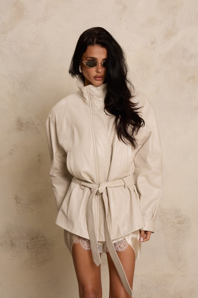 SKÓRZANA KURTKA KELLY CREME