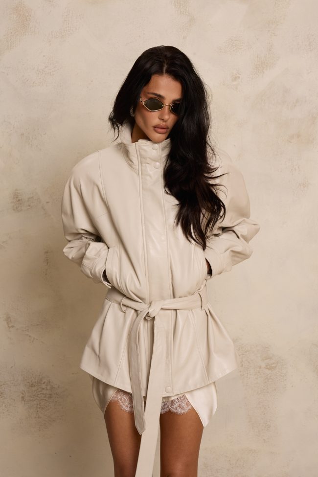 SKÓRZANA KURTKA KELLY CREME